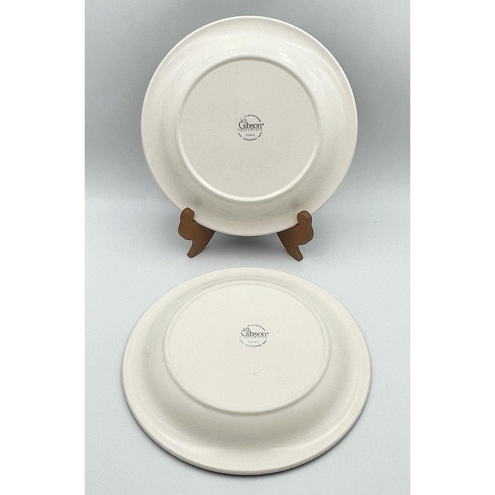 Vintage‎ 1990s Gibson Oceanside Blue Green Stripe Dinner Plates Set of 2 - Picture 10 of 14